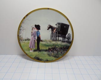 P 371 Vintage Lenox Folk Art 1994 Puppy Love Ceramic Plate #A1972 Al Koenig Mint Condition