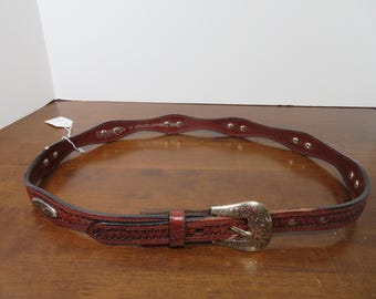 F 272 Girls 34" Leather Western Belt 1990 Handcrafted Excellent Condition