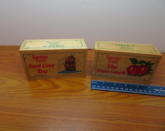 T 419 London Court Wooden Tea Boxes Or Trinket Boxes Set Of (2) Vintage