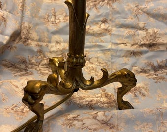 Antique Victorian Candlestick Converted Lamp on Tripod Animal Base