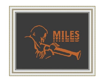 Cross stitch pattern "Miles Davis",Instant download PDF