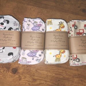 Cloth napkins-children&#39;s napkins - lunch box napkins - Set of 12 2 ply 7X7 inches
