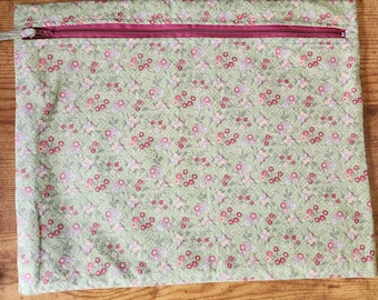 Bolsa para proyectos de accesorios de costura, bolsa para proyectos de punto de cruz, frente de tela, bolsa WIP, bordado, bolsa para labores de costura.