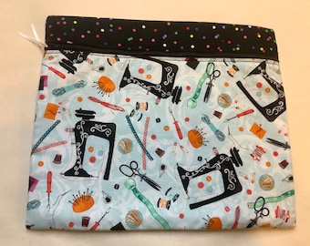 Bolsa para proyectos de accesorios de costura, bolsa para proyectos de punto de cruz, frente de tela, bolsa WIP, bordado, bolsa para labores de costura.