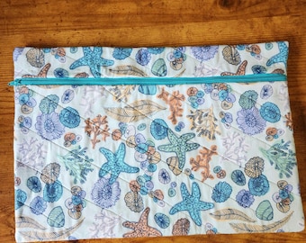 Bolsa para proyectos de accesorios de costura, bolsa para proyectos de punto de cruz, frente de tela, bolsa WIP, bordado, bolsa para labores de costura.