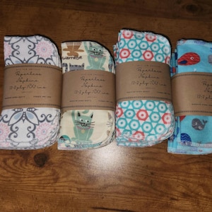 Cloth napkins-children&#39;s napkins - lunch box napkins - Set of 12 2 ply 7X7 inches
