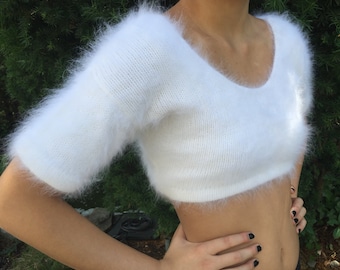 Crop Angora Sweater! One black / One white!