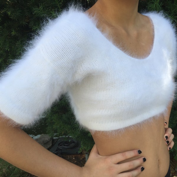 Crop Angora Sweater! One black / One white!