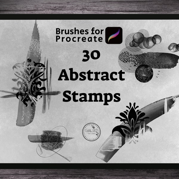 30 Abstract black&gray Stamps Brushes for procreate set 2