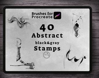 40 Abstract black&gray Stamps Brushes for procreate