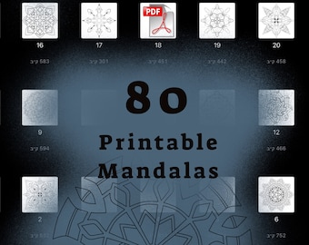 80 printable mandalas coloring pages PDF. Coloring book.