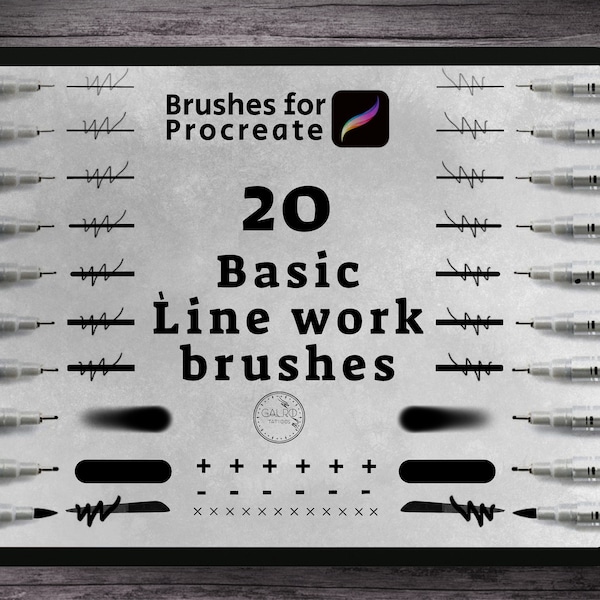 20 Basic line work brushes. Line art brushes for Procreate.