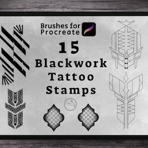 15 black work designs stamps for Procreate- geometric style.