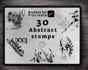 30 Abstract black&gray Stamps Brushes for procreate