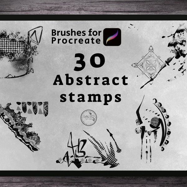 30 Abstract black&gray Stamps Brushes for procreate