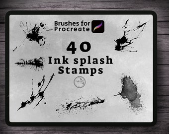 40 Ink splash Stamps, splatter Brushes for proceate