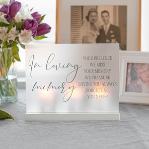 In Loving Memory Wedding Sign - Wedding Memorial Sign - Acrylic Wedding Sign