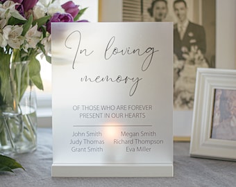 In Loving Memory Sign Customized with Names - Wedding Memorial Sign - Acrylic Wedding Sign - Memorial Gift