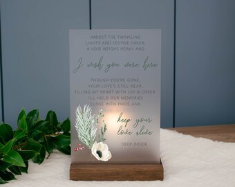 I Wish You Were Here Holiday Memorial Candle - Christmas In Memory Sign - Loss of Loved one - Bereavement Gift