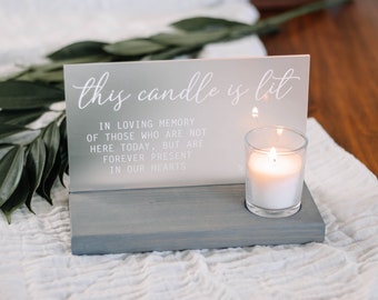 Signo conmemorativo de boda - Esta vela está encendida - Signo de boda acrílico - Decoración de boda Boho