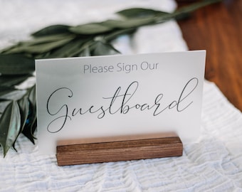 Acrylic Guestboard Table Sign for Wedding or Event - Please Sign Our Guest board - Rustic Wedding Decor - Boho Wedding