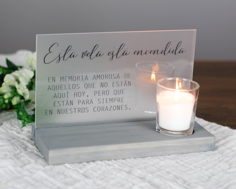 Esta Vela Esta Encendida Wedding Memorial Sign This Candle is Lit Spanish Memorial image 4