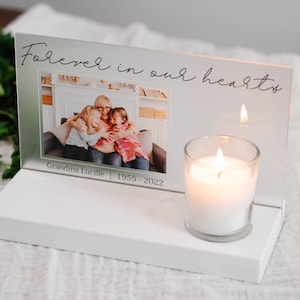 Loss of Loved One Photo Memorial with Candle - Personalized Memorial Gift - Memorial Candle Holder