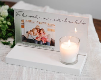 Loss of Loved One Photo Memorial with Candle - Personalized Memorial Gift - Memorial Candle Holder