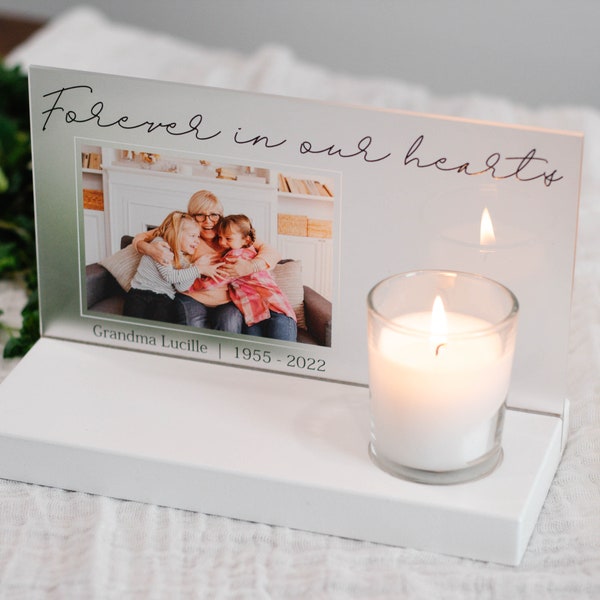 Loss of Loved One Photo Memorial with Candle - Personalized Memorial Gift - Memorial Candle Holder