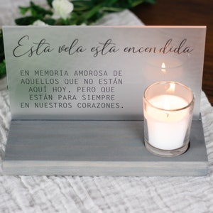 Esta Vela Esta Encendida Wedding Memorial Sign This Candle is Lit Spanish Memorial image 6