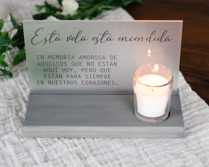 Esta Vela Esta Encendida Wedding Memorial Sign This Candle is Lit Spanish Memorial image 6