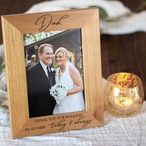 Father of the bride gift from bride - Wood Picture Frame Engraved 5x7 - Wedding Gift for Dad Photo Frame