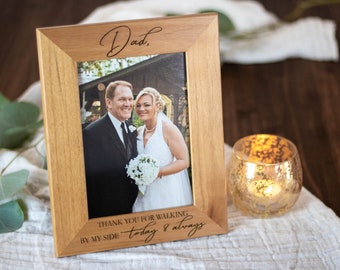 Father of the bride gift from bride - Wood Picture Frame Engraved 5x7 - Wedding Gift for Dad Photo Frame