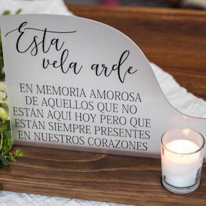 Esta Vela Arde Memorial - Spanish Candle Lit Memorial - Wedding Memorial - Memorial Plaque