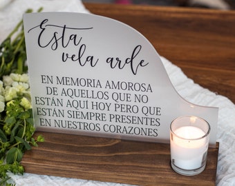 Esta Vela Arde Memorial - Spanish Candle Lit Memorial - Wedding Memorial - Memorial Plaque