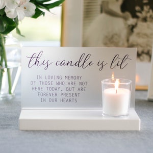 Wedding Memorial Sign This Candle is Lit Acrylic Wedding Sign Boho Wedding Decor image 6