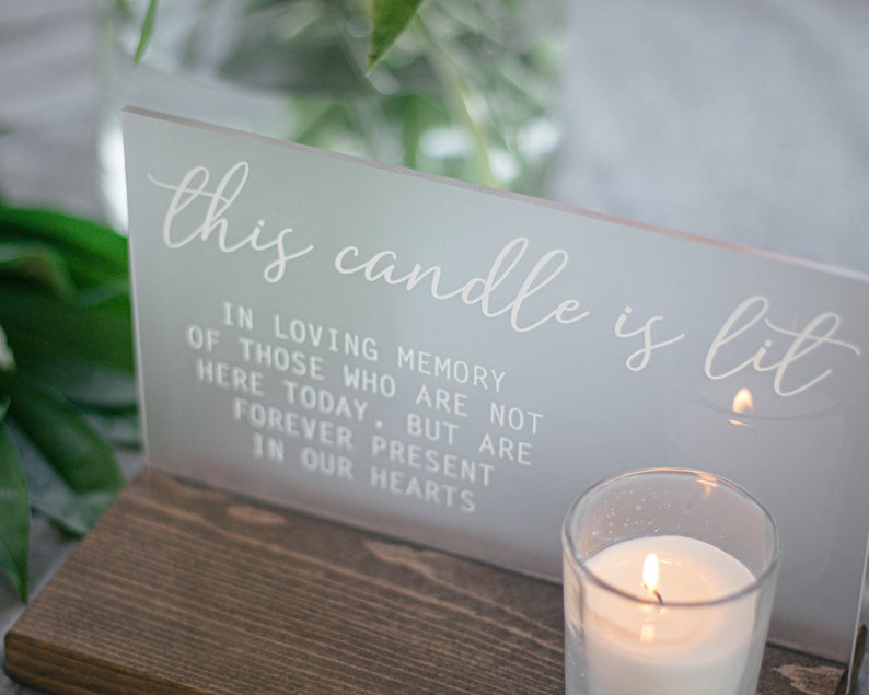 Wedding Memorial Sign This Candle is Lit Acrylic Wedding Sign Boho Wedding Decor image 5