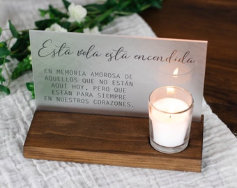 Esta Vela Esta Encendida - Wedding Memorial Sign - This Candle is Lit Spanish Memorial