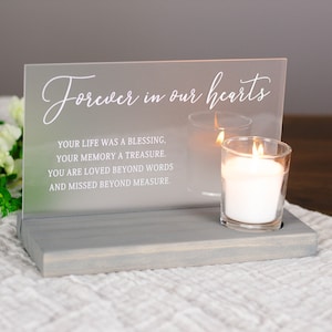 Forever in our Hearts Memorial Keepsake - Wedding Memorial - Memorial Plaque for Event - Memorial Candle