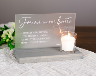 Forever in our Hearts Memorial Keepsake - Wedding Memorial - Memorial Plaque for Event - Memorial Candle