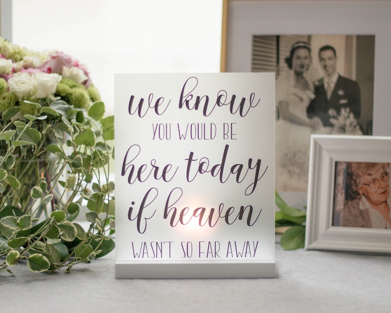 Memorial Candle Holder - Wedding Memorial - Heaven Memorial - We Know You Would Be Here Today - Acrylic Sign - Wedding Luminary Sign