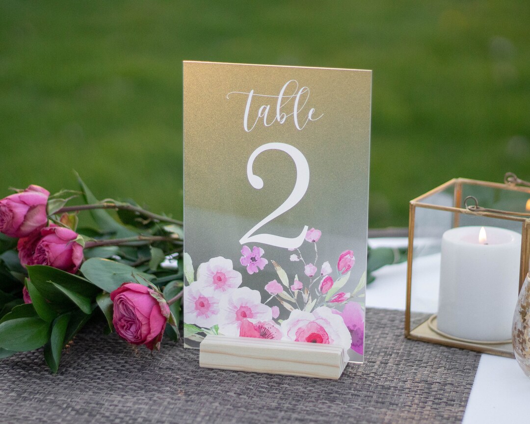 Wedding Table Numbers With Stand Acrylic and Wood Table Etsy