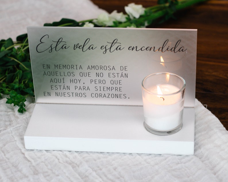 Esta Vela Esta Encendida Wedding Memorial Sign This Candle is Lit Spanish Memorial image 5