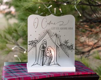 Nativity Scene with Candle - Black and White Christmas Decor - Modern Christmas