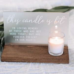 Wedding Memorial Sign This Candle is Lit Acrylic Wedding Sign Boho Wedding Decor image 7