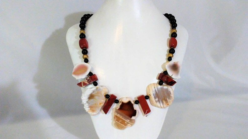 Bohemian Statement Necklace Gemstone Bib Necklace Tribal Beaded Bib Necklace