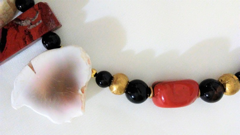 Bohemian Statement Necklace Gemstone Bib Necklace Tribal Beaded Bib Necklace