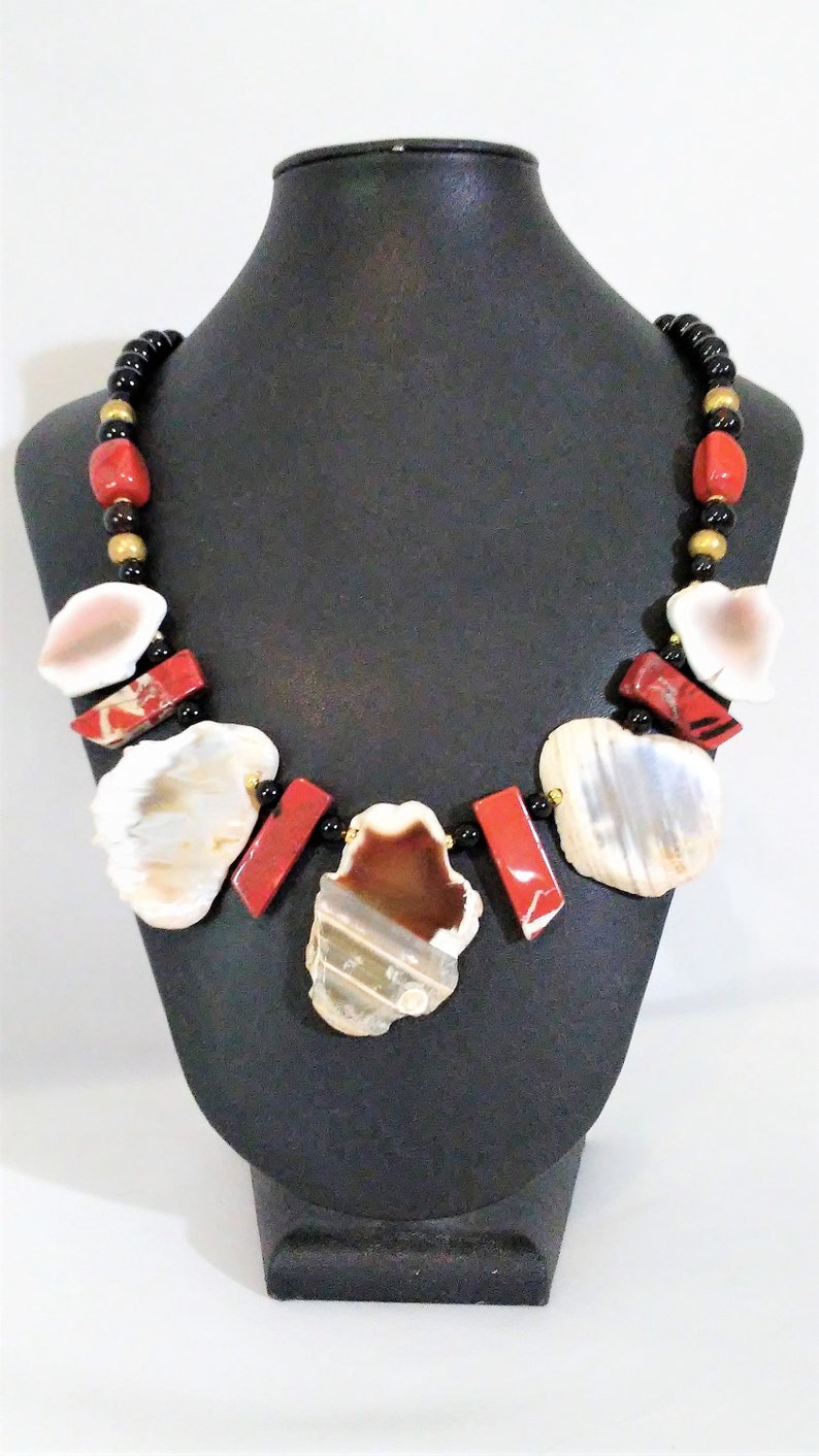 Bohemian Statement Necklace Gemstone Bib Necklace Tribal Beaded Bib Necklace