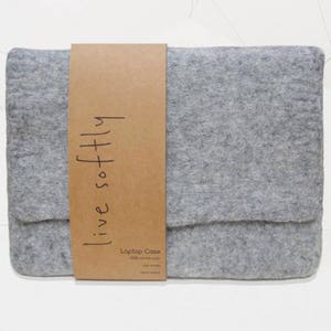 Hand Felted Wool Laptop Bag/Case - Grey Marle - Sizes: small/medium/large