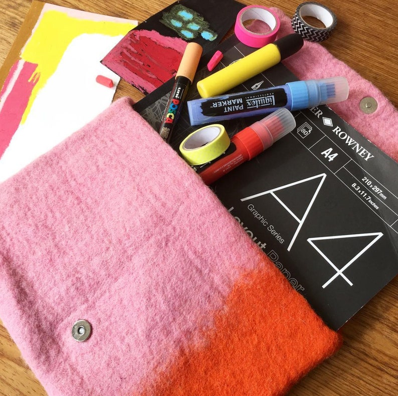 Hand Felted Wool Laptop Case Coral Ombre Sizes Etsy